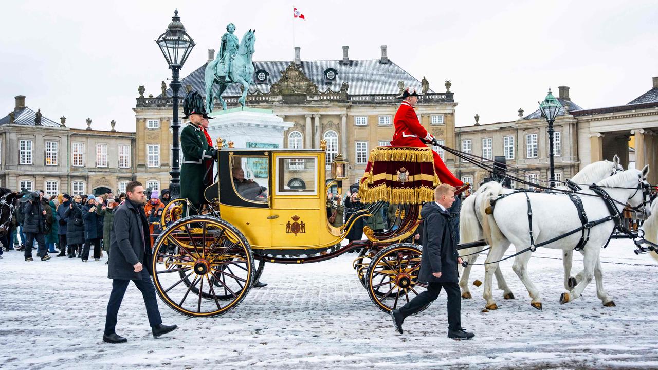 She travelled in a horse drawn gilt coach. Picture: Emil Nicolai Helms / Ritzau Scanpix / AFP