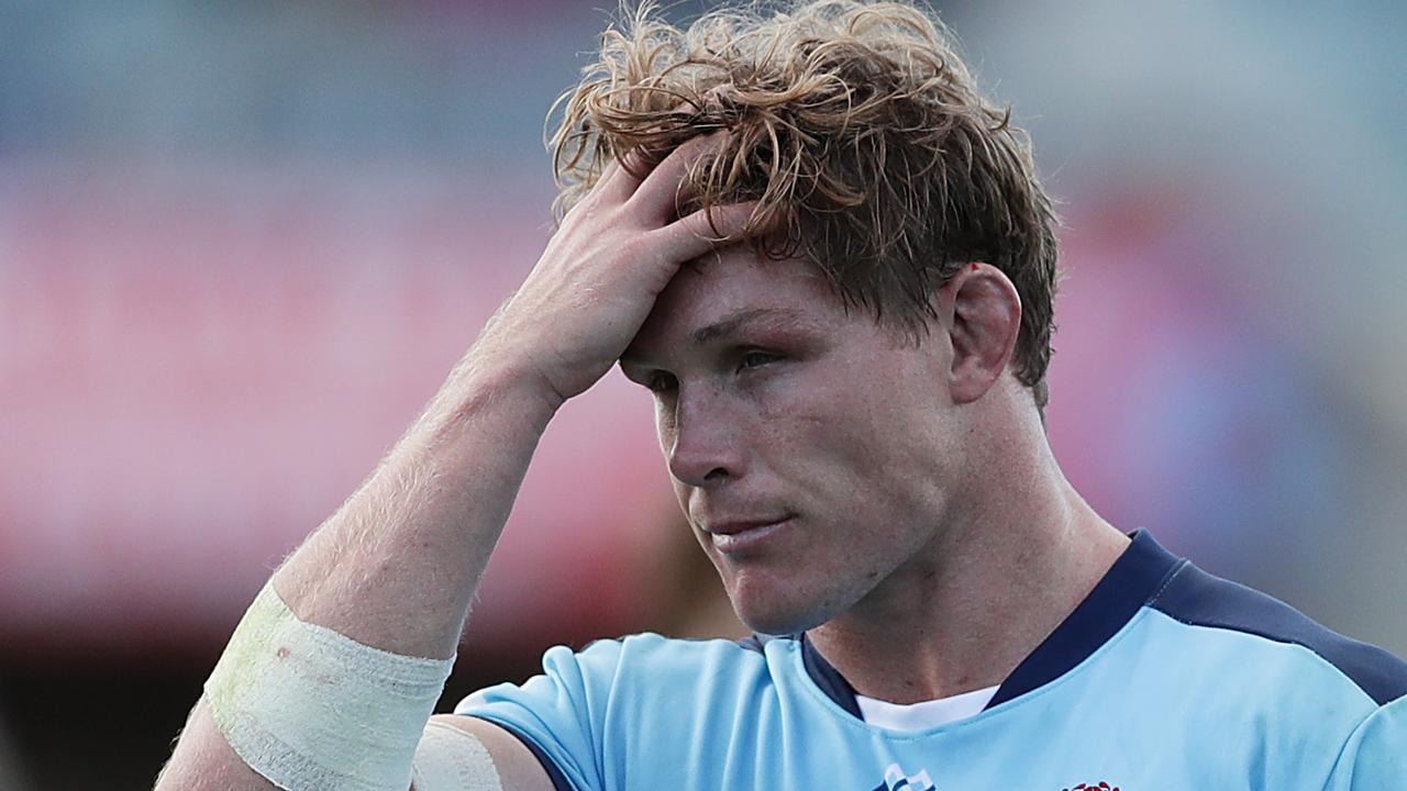 Michael Hooper of the Waratahs looks dejected during round seven.