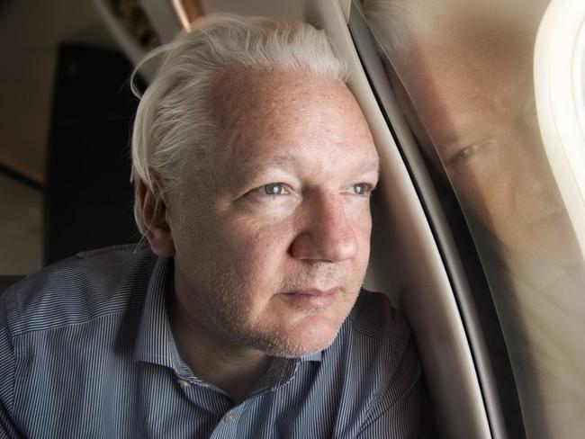Julian Assange on a flight to Australia posted on WikiLeaks X page with the caption 