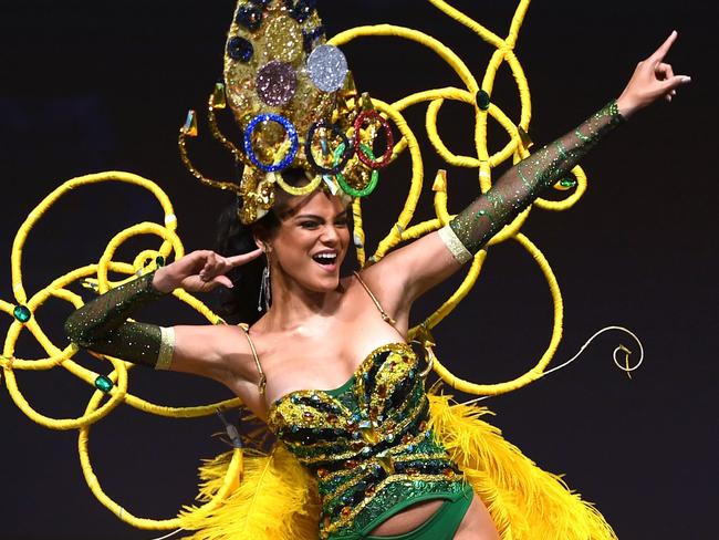 Emily Maddison, Miss Jamaica 2018 walks on stage during the 2018 Miss Universe national costume presentation in Chonburi province on December 10, 2018. (Photo by Lillian SUWANRUMPHA / AFP)