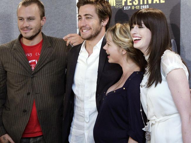 Close cast ... Heath Ledger, Jake Gyllenhaal, Michelle Williams and Anne Hathaway at the International Film Festival in Toronto. Picture: Supplied