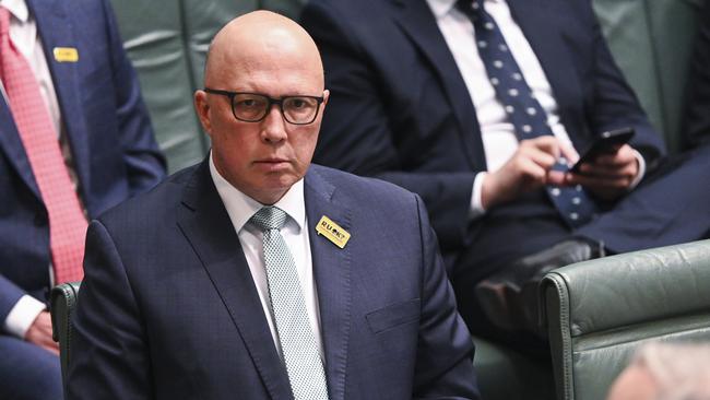 Leader of the Opposition Peter Dutton’s No campaign appear to be in the lead going into the election according to polling. Picture: NCA NewsWire / Martin Ollman