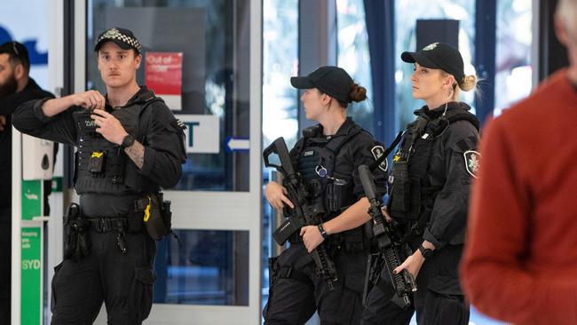 AFP uniformed officers at Sydney Airport on Saturday morning. Picture: Julian Andrews / Weekend Telegraph