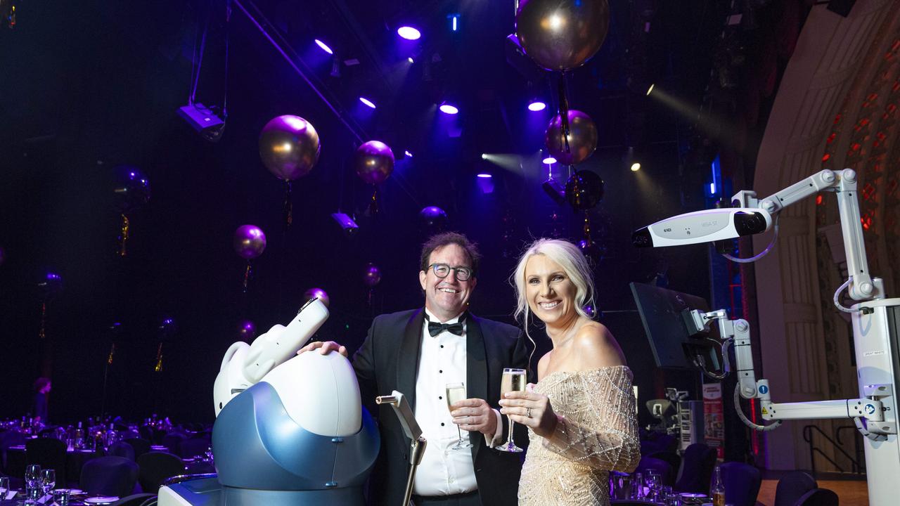 St Andrew's Toowoomba Hospital Centre of Excellence director Dr Craig Brownlie and hospital CEO Linda Jorgensen showcase state-of-the-art technology at the hospital ball held at The Empire to mark the start of a new era on Friday, November 1, 2024. Picture: Kevin Farmer