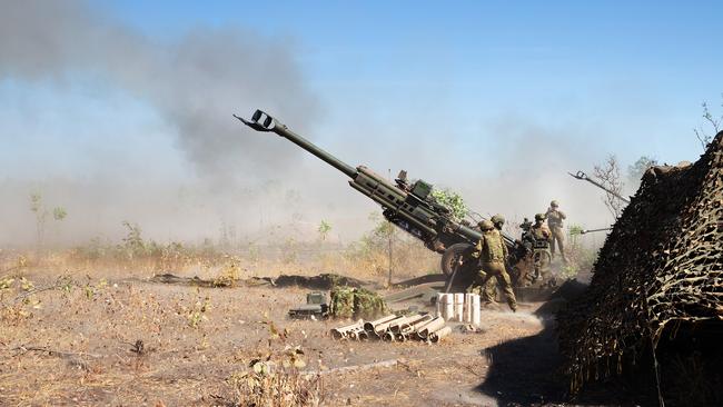 A live fire exercise at Mt Bundey, which was watched by Defence Minister Linda Reynolds during her visit. Picture: Supplied