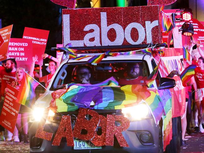 The Labor float at the 2020 Sydney gay and Lesbian Mardi Gras on Saturday 29th February 2020. Picture: Nikki Short