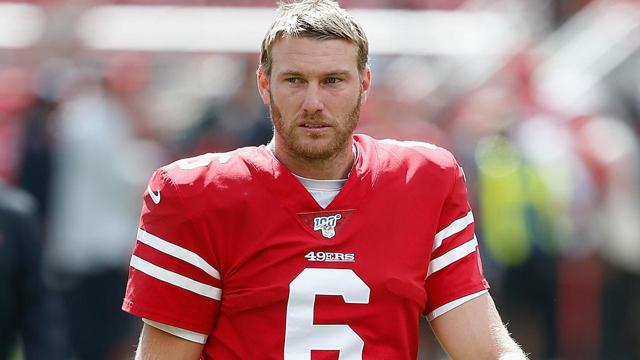 San Francisco 49ers punter Mitch Wishnowsky (18) runs after a