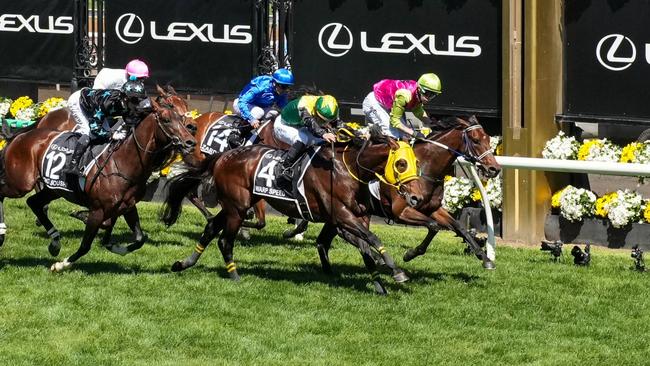 Knight's Choice ridden by Robbie Dolan wins the Lexus Melbourne Cup at Flemington Racecourse on November 05, 2024 in Flemington, Australia. (Photo by George Sal/Racing Photos via Getty Images)