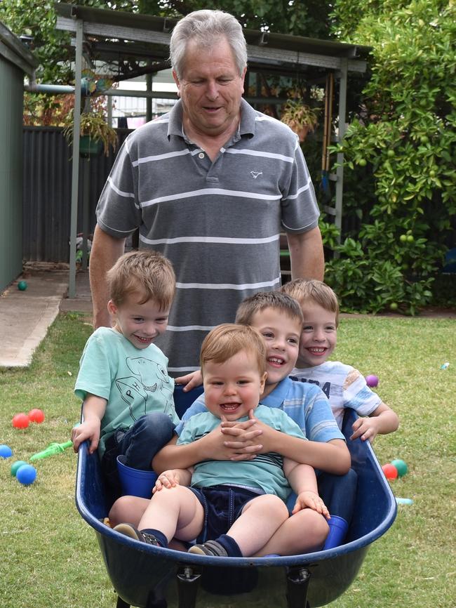 Brenton Curtis with his grandchildren. Picture: Supplied by Brenton’s family