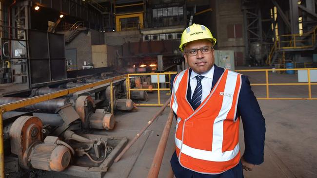 Sanjeev Gupta at the Whyalla Steelworks. AAP Image/David Mariuz