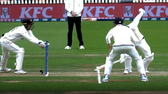 Usman Khawaja was out stumped. Photo: Fox Cricket.