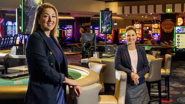 The Star Gold Coast's chief operating officer Jess Mellor and gaming operations supervisor Annita Gibson are excited to reopen gaming on midday Friday. Picture: Jerad Williams