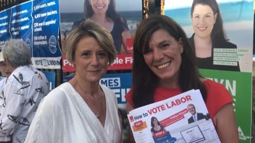 Former NSW Premier Kristina Keneally with Manly Labor candidate Kristina Keneally. Picture: Julie Cross