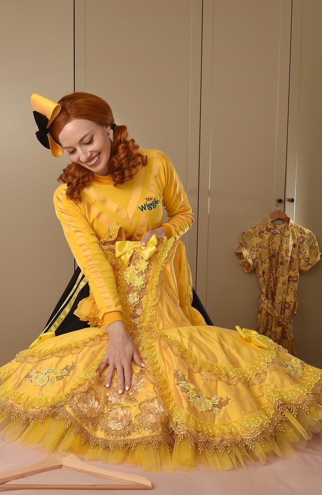 In costume as Emma Wiggle posing with her prized golden yellow tutu. Picture: Nicki Connolly