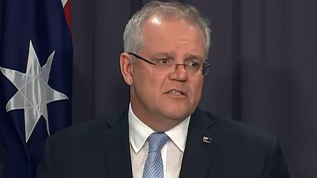 Prim Minister Scott Morrison announces a national lockout in response to coronavirus. Picture: TEN