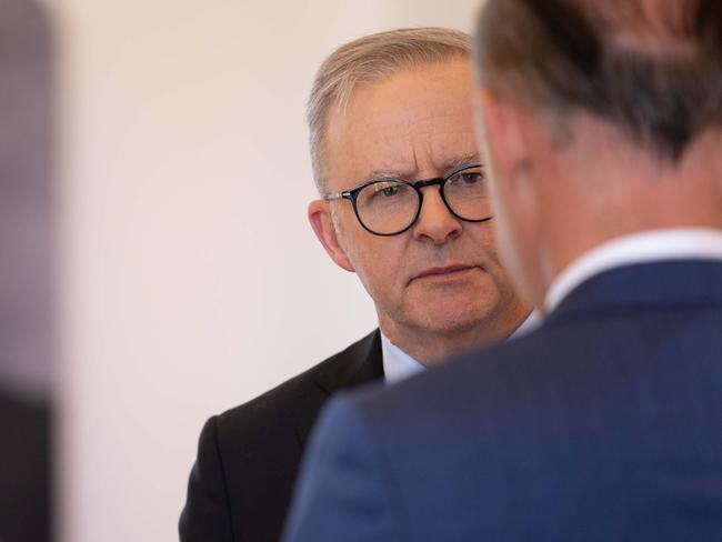 CANBERRA, AUSTRALIA - NewsWire Photos FEBRUARY 15, 2023: Prime Minister Anthony Albanese met with the Turkish Ambassador Ufuk Gezer, and signed a condolence book, in Canberra.Picture: NCA NewsWire / Gary Ramage