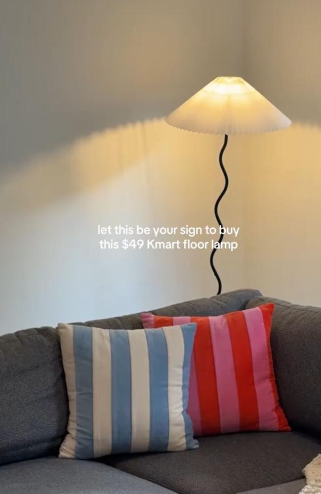 Shoppers are loving this new wavy floor lamp, which is just $49. Picture: TikTok