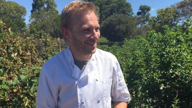 Robin Wickens in the kitchen garden at the Royal Mail Hotel.