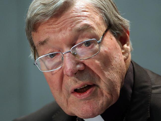 VATICAN CITY, VATICAN - JUNE 29:  Australian Cardinal George Pell attends a press conference at the Holy See Press Room on June 29, 2017 in Vatican City, Vatican. Former archbishop of Sydney cardinal Pell has been charged over historic sex assault offences.  (Photo by Franco Origlia/Redferns)