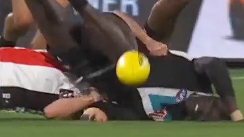 Jack Higgins sling tackle concusses Aliir Aliir at Adelaide Oval in R7