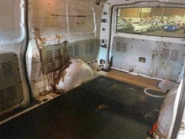 The inside of the van after police seized it.