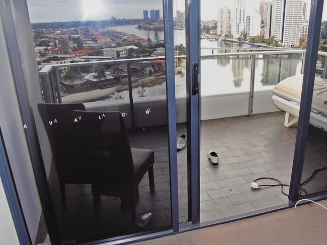 Police photograph of inside Gable Tostee's apartment. Tostee is accused of murdering New Zealand woman Warriena  Wright. Picture: AAP Image/Dan Peled/Queensland Supreme Court