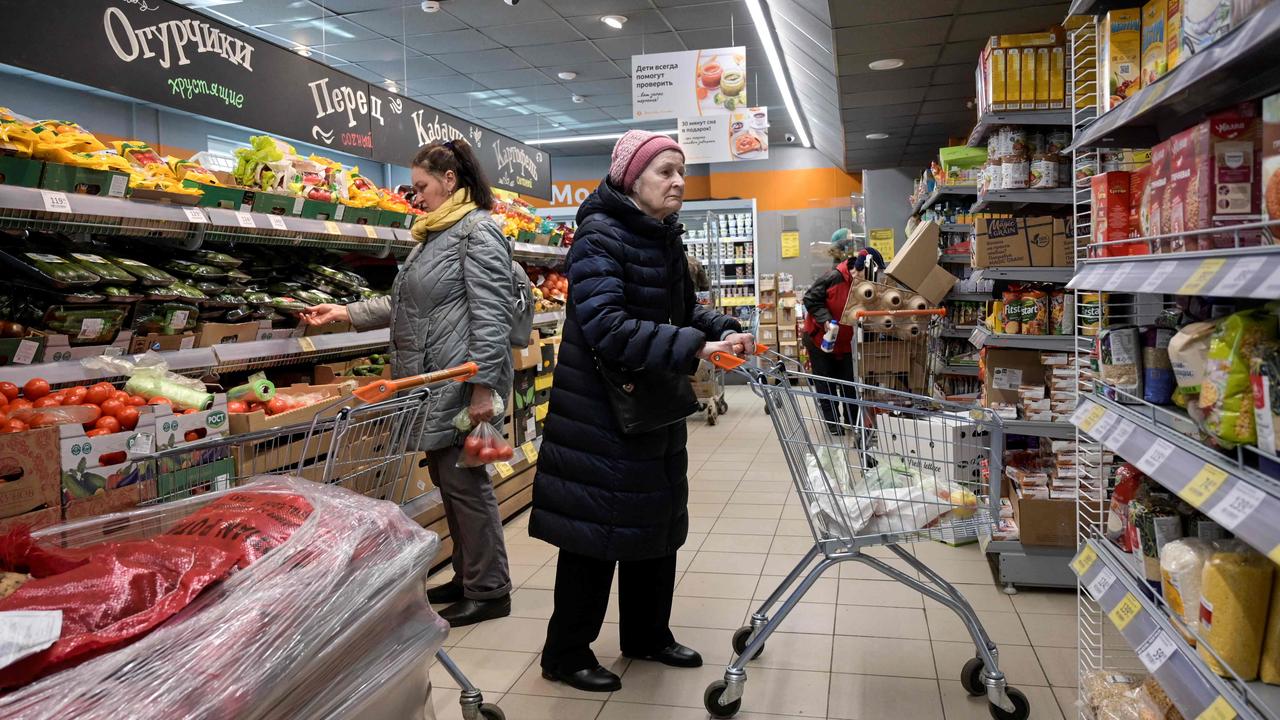 Western products have disappeared from shelves, as a result of international companies withdrawing their operations from Russia. Picture: Natalia Kolesnikova/AFP