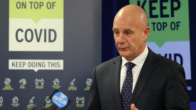 Premier Peter Gutwein speaks to the media at a Covid briefing in Hobart on Tuesday, August 17, 2021.