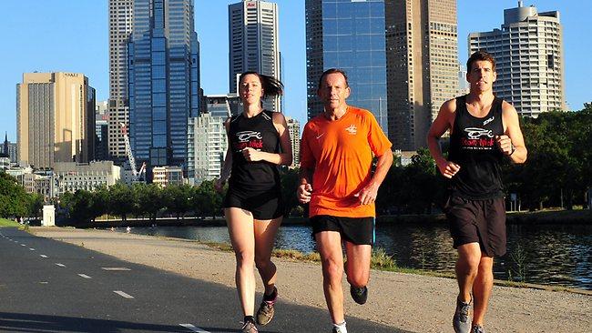 Tony Abbott with David Gough and Jo Neumann