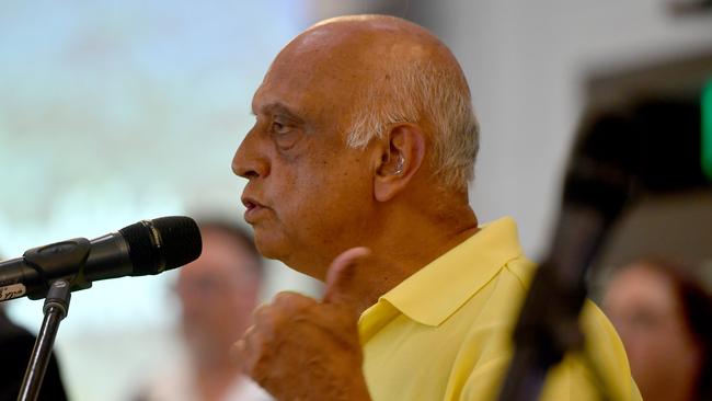 Mayoral candidate Harry Patel debates at a function at The Ville. Picture: Evan Morgan