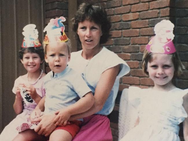 Geelong footballer Jimmy Bartel with his mum Dianne and siblings Olivia and Emma.