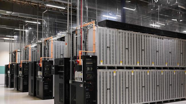 Rows of cabinets containing lithium ion batteries supplied by Fluence, a Siemens and AES. Picture: Patrick T. Fallon/AFP