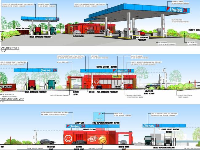 BIG PLANS: A development application for a service station and food outlet near Childers had been lodged with the Bundaberg Regional Council. Source: Place Design Group proposal documents, preliminary artist impressions Verve.