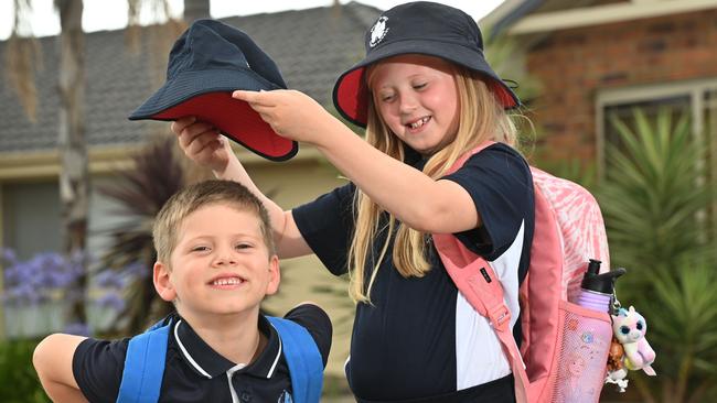 Valentina Necic, 7, with her younger brother, Luka, 5, who is starting school in 2021. Picture: Keryn Stevens