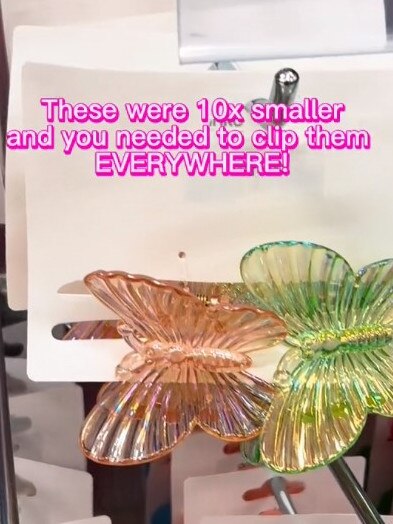 Chunky butterfly clips – a change from the mini clips of the noughties – have been seen. Picture: TikTok/@tishtheaussiemum