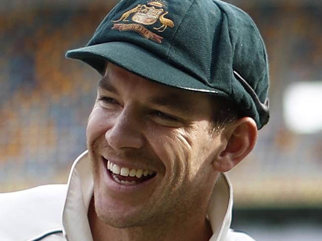 BRISBANE, AUSTRALIA - NOVEMBER 24: Tim Paine and Marnus Labuschagne of Australia celebrates victory during day four of the 1st Domain Test between Australia and Pakistan at The Gabba on November 24, 2019 in Brisbane, Australia. (Photo by Ryan Pierse/Getty Images)