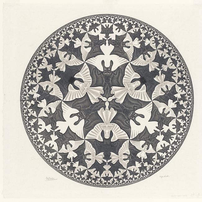 Circle limit IV (Heaven and hell). Courtesy: Escher Collection, Gemeentemuseum Den Haag, The Hague, the Netherlands