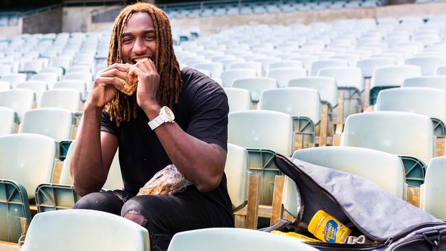 West Coast Eagles player Nic Naitanui is fronting a new "Australia's Favourite" campaign for Bega Peanut Butter. Picture: Supplied 