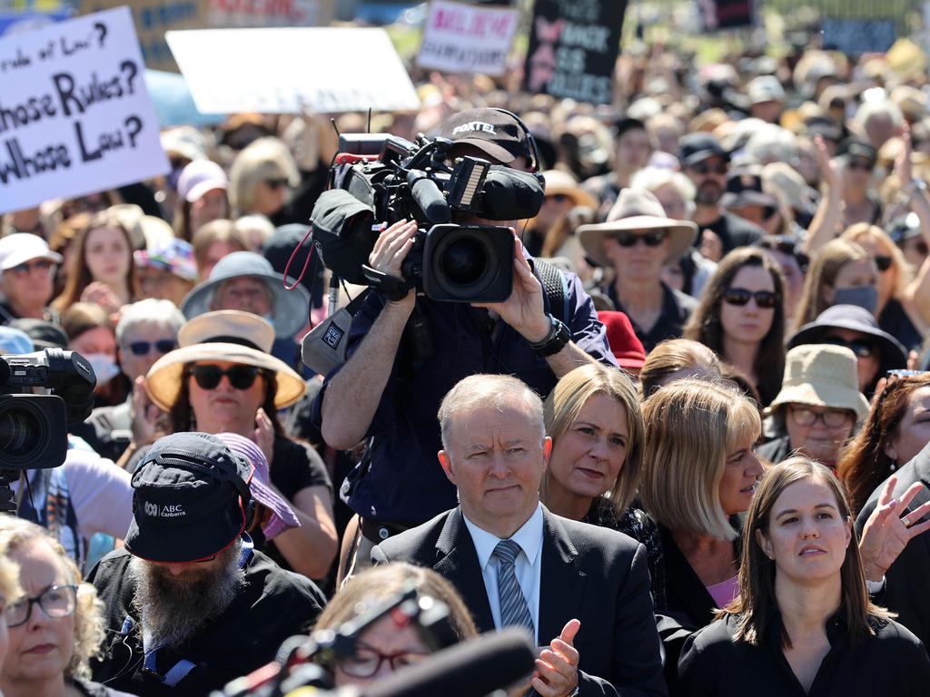 Anthony Albanese, pictured at the March 4 Justice protests, says the PM ‘completely missed the moment’ by failing to attend. Picture: NCA NewsWire / Gary Ramage