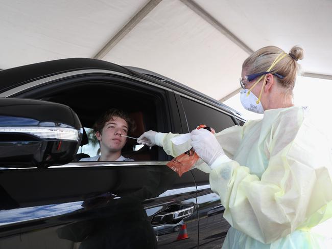 The drive-through is testing 60 to 90 people a day. Picture: Sue Graham