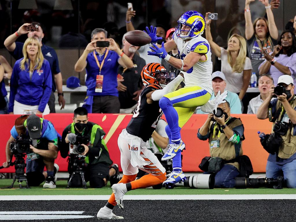 Rams wide receiver Cooper Kupp completes 11-yard touchdown reception in Super Bowl 56. Picture: Andy Lyons/Getty Images