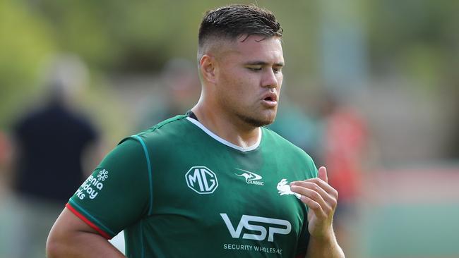 DAILY TELEGRAPH. Josh Schuster at South Sydney Rabbitohs NRL team training. USANA Rabbitohs Centre, Maroubra. Monday 10/03/2025. Picture by Max Mason-Hubers