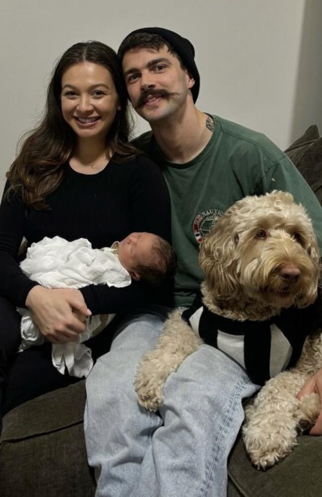 Oleg Markov and Becky Kay with their son, Lennox and dog, Chip. Picture: Instagram