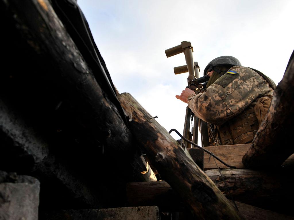 A Ukrainian serviceman on the frontline with Russia-backed separatists in Donetsk region. Picture: Sergey Volskiy/AFP