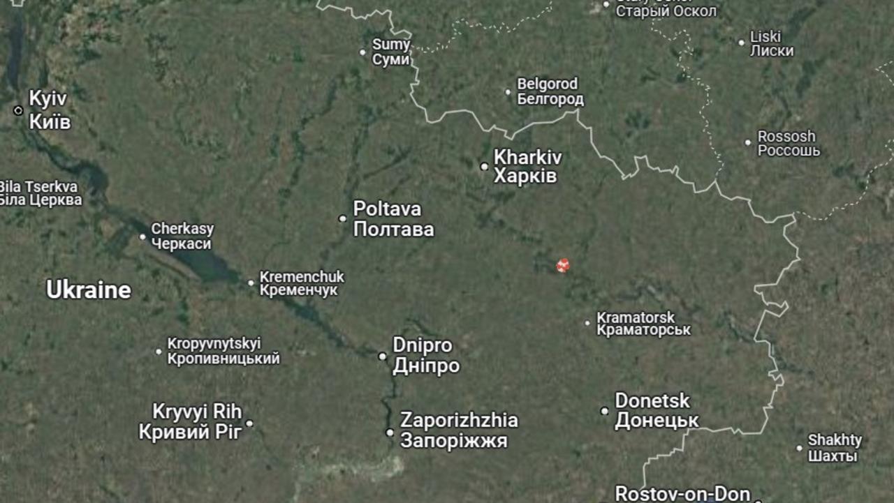 The location of Izyum in eastern Ukraine. Picture: Google Maps