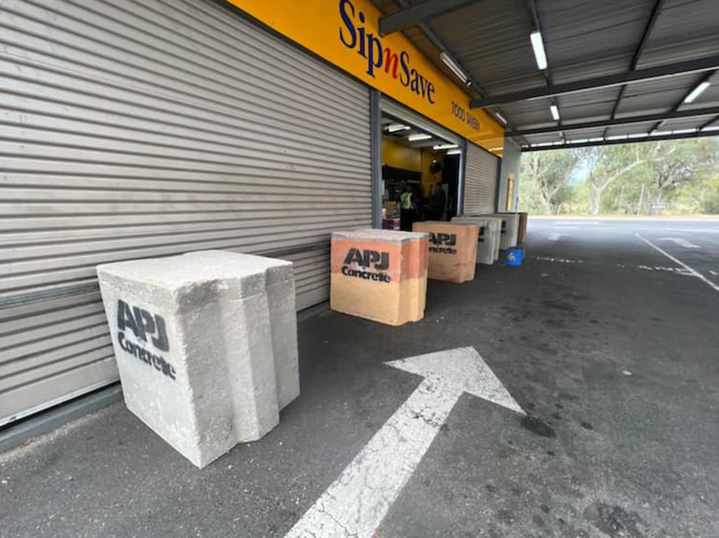 Concrete bollards erected to prevent ram raids. Picture: Facebook