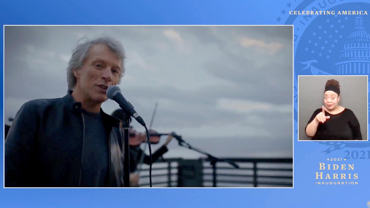 Jon Bon Jovi performed Here Comes The Sun from Miami. Picture: Biden Inaugural Committee via Getty Images