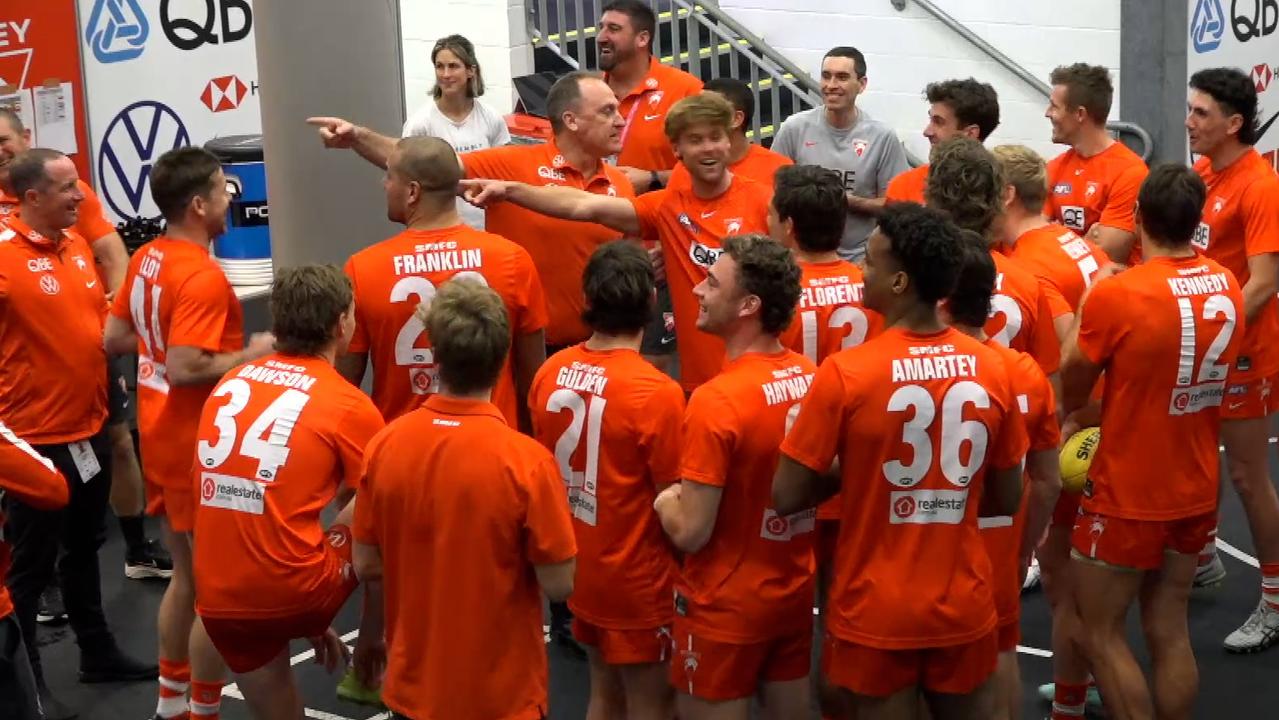 Sydney coach John Longmire was shown getting his players excited before the derby against GWS.