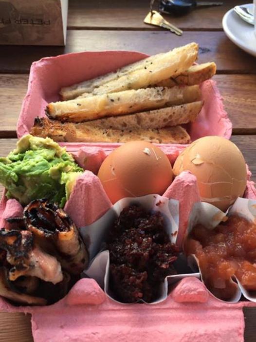 Breakfast in an egg carton from Stepping Stone in South Yarra.