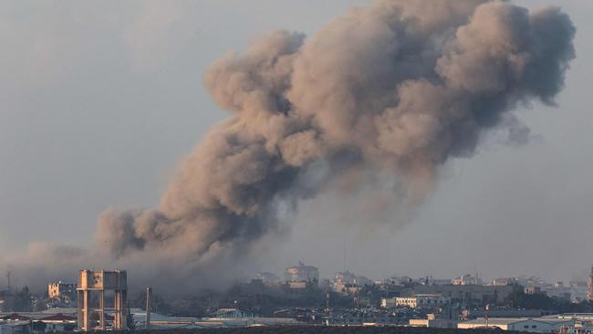 Smoke billowing during Israeli bombardment in Gaza amid continuing battles between Israel and the militant group Hamas. Picture: Jack Guez / AFP